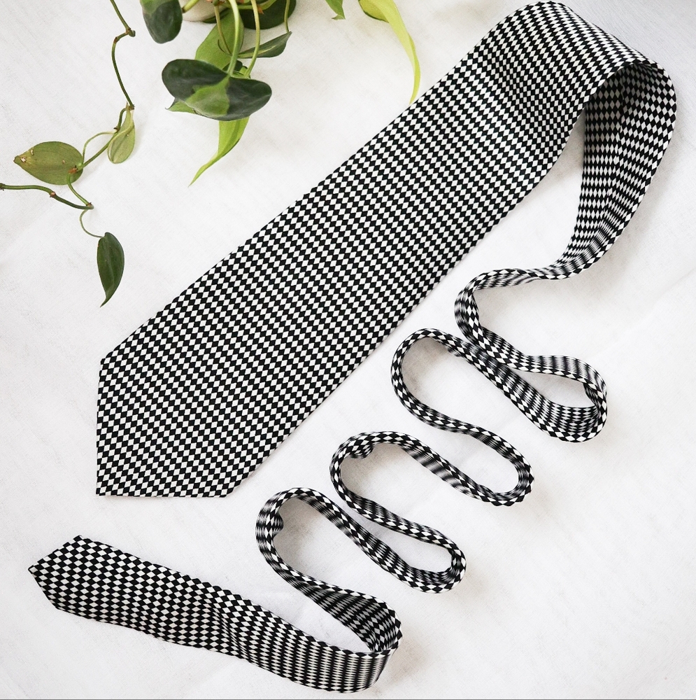 Classic Black and White Checkered Tie